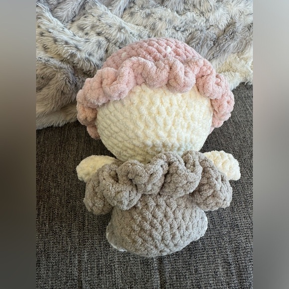 Crocheted Mushroom Toadstool Doll with Pink Hat - Picture 2 of 2
